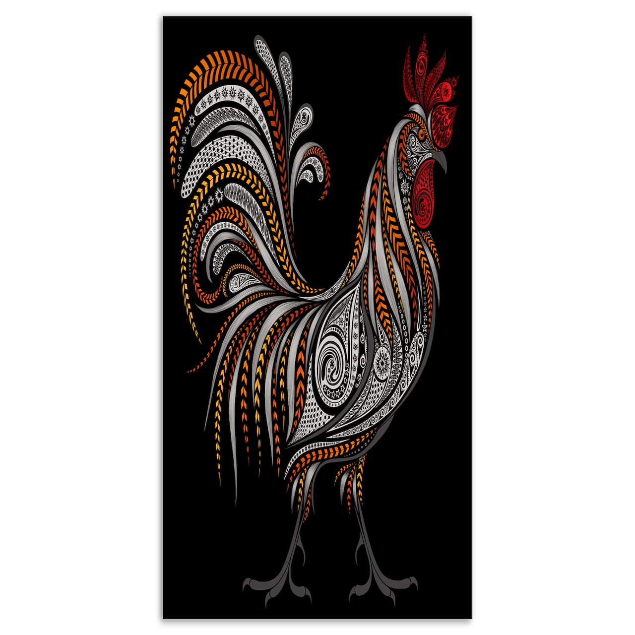 Designart - Vintage rooster - of Farmhouse Animals of Painting Print on Wrapped Canvas